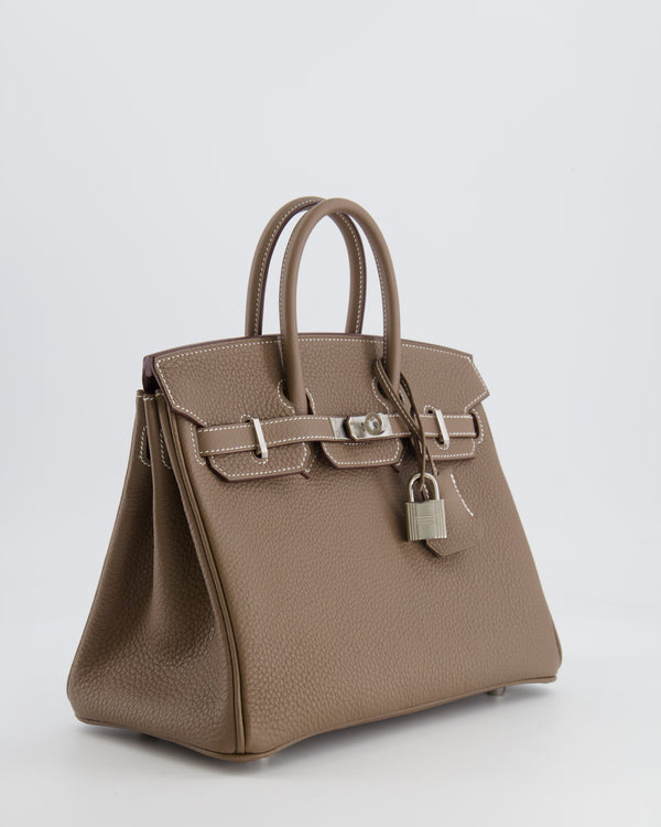 *HOT* Hermès Birkin 25 Retourne Bag in Etoupe Togo Leather with Palladium Hardware