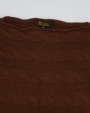 Loro Piana Chocolate Brown Baby Cashmere Cableknit Jumper Size IT 46 (UK 14)