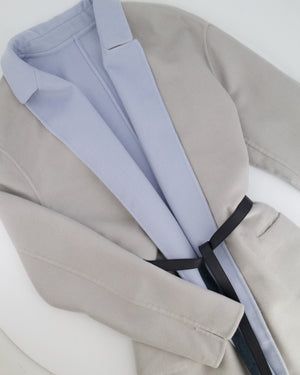 Loro Piana Grey/Blue Reversible Baby Cashmere Jimi Jacket with Leather Belt Size L (UK 12) RRP £5,055