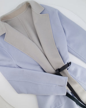 Loro Piana Grey/Blue Reversible Baby Cashmere Jimi Jacket with Leather Belt Size L (UK 12) RRP £5,055