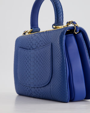 Chanel Blue Python CC Top Handle Trendy Bag with Gold Hardware