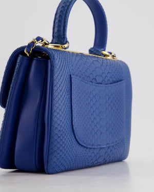 Chanel Blue Python CC Top Handle Trendy Bag with Gold Hardware