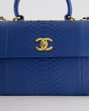 Chanel Blue Python CC Top Handle Trendy Bag with Gold Hardware