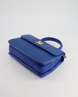 Chanel Blue Python CC Top Handle Trendy Bag with Gold Hardware