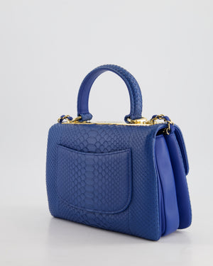 Chanel Blue Python CC Top Handle Trendy Bag with Gold Hardware