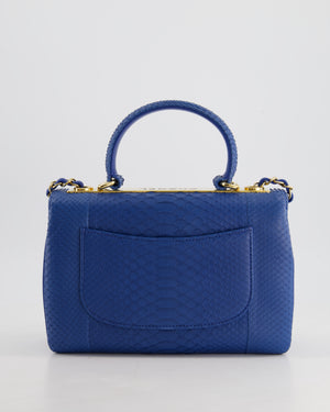 Chanel Blue Python CC Top Handle Trendy Bag with Gold Hardware