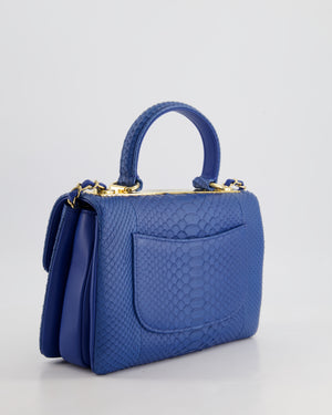 Chanel Blue Python CC Top Handle Trendy Bag with Gold Hardware