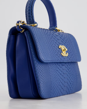 Chanel Blue Python CC Top Handle Trendy Bag with Gold Hardware