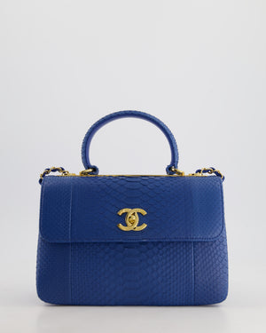 Chanel Blue Python CC Top Handle Trendy Bag with Gold Hardware