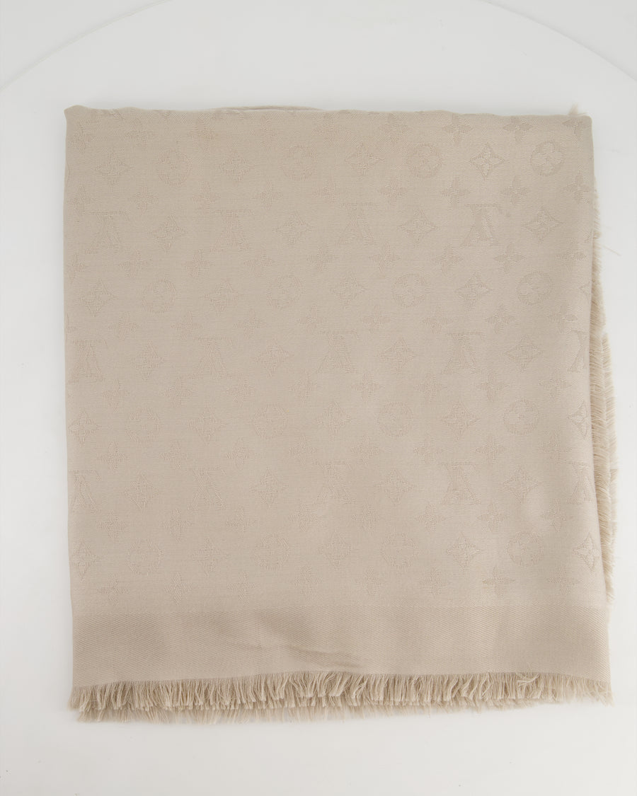 Louis Vuitton Grey Silk Blend Monogram Scarf