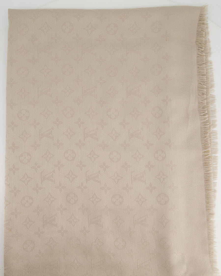 Louis Vuitton Grey Silk Blend Monogram Scarf