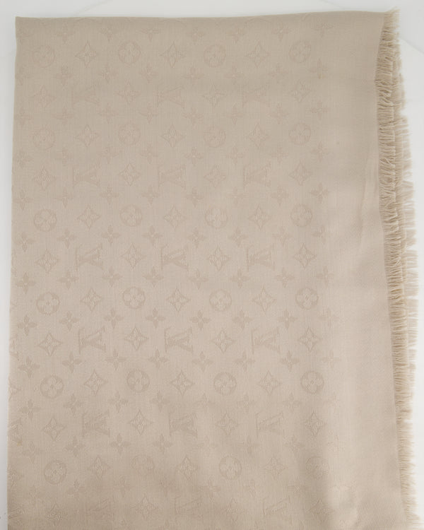 Louis Vuitton Grey Silk Blend Monogram Scarf