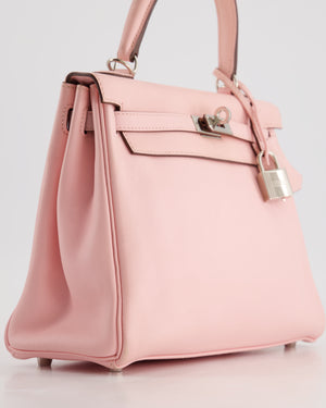 Hermès Kelly Bag 25cm Retourne in Rose Sakura Swift Leather with Palladium Hardware