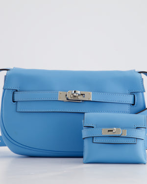 *RARE* Hermès Kelly Move Bag in Bleu Du Nord Swift Leather with Palladium Hardware