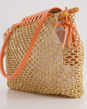 *SUPER RARE* Goyard Tan and Orange Raffia and Canvas Aligre Bag with Leather Trim