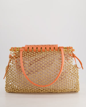 *SUPER RARE* Goyard Tan and Orange Raffia and Canvas Aligre Bag with Leather Trim