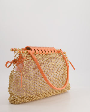 *SUPER RARE* Goyard Tan and Orange Raffia and Canvas Aligre Bag with Leather Trim