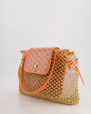 *SUPER RARE* Goyard Tan and Orange Raffia and Canvas Aligre Bag with Leather Trim