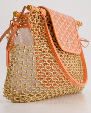 *SUPER RARE* Goyard Tan and Orange Raffia and Canvas Aligre Bag with Leather Trim