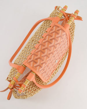 *SUPER RARE* Goyard Tan and Orange Raffia and Canvas Aligre Bag with Leather Trim