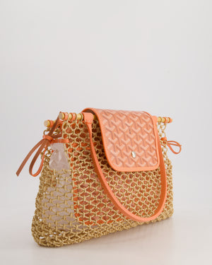 *SUPER RARE* Goyard Tan and Orange Raffia and Canvas Aligre Bag with Leather Trim