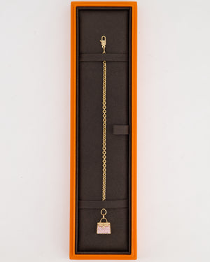 Hermès Rose Gold Pink Diamond Amulette Kelly Pendant Bracelet