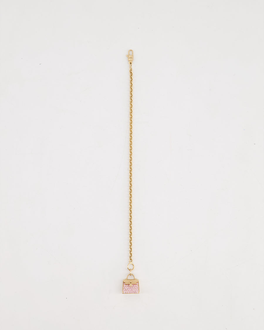 Hermès Rose Gold Pink Diamond Amulette Kelly Pendant Bracelet