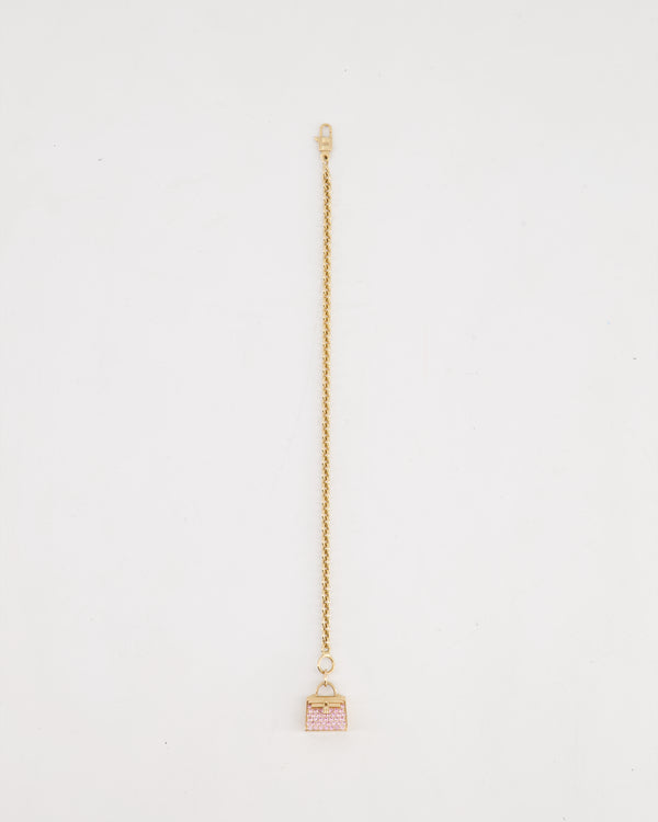 Hermès Rose Gold Pink Diamond Amulette Kelly Pendant Bracelet