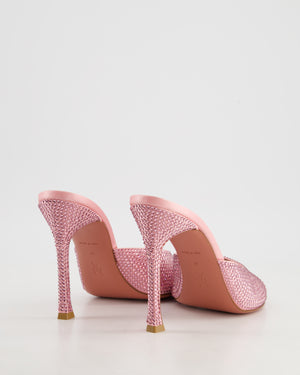 Amina Muaddi Pink Embellished Caroline Mules Size EU 40 RRP £695