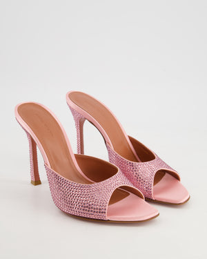 Amina Muaddi Pink Embellished Caroline Mules Size EU 40 RRP £695