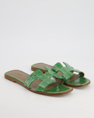 Hermes Cactus Crocodile Oran Sandals Size EU 40