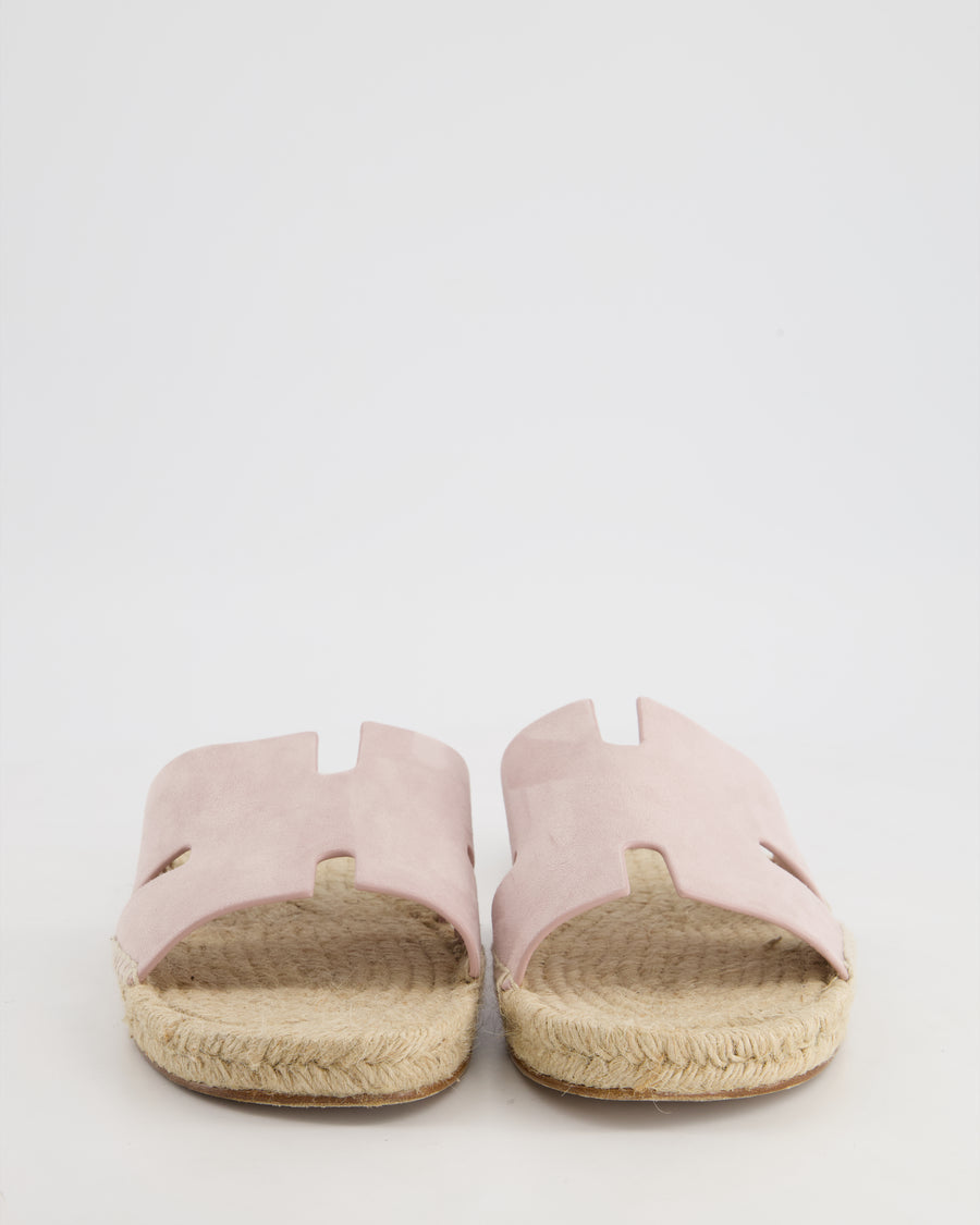 Hermes Mauve Suede Antigua Espadrille Sandals Size EU 42