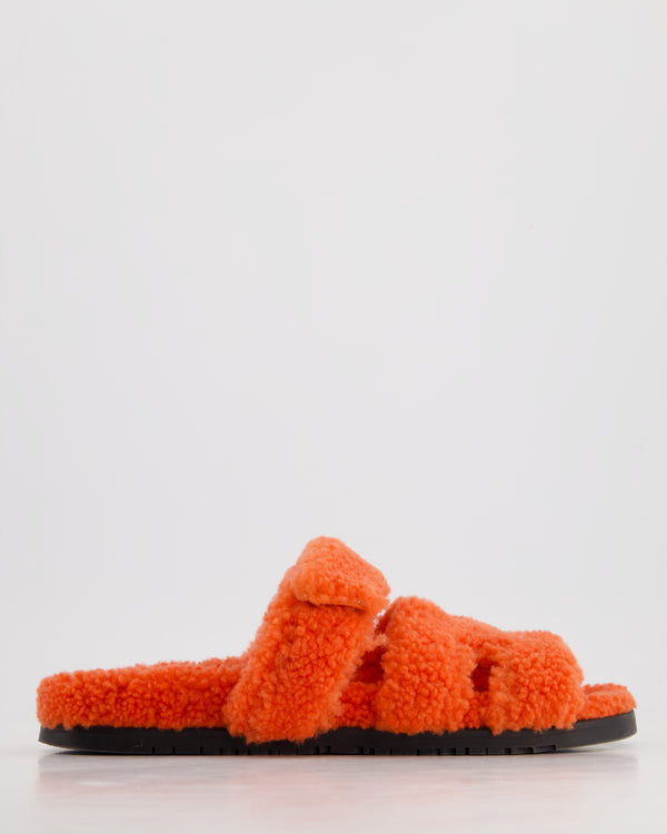 *FIRE PRICE* Hermès Orange Chypre Shearling Sandals Size EU 40.5 RRP £990