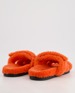 *FIRE PRICE* Hermès Orange Chypre Shearling Sandals Size EU 40.5 RRP £990