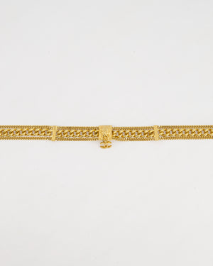 Chanel Gold Chain Choker Necklace with Lion CC Detail