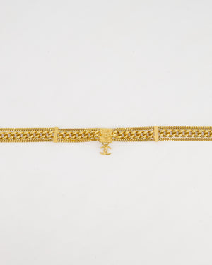 Chanel Gold Chain Choker Necklace with Lion CC Detail