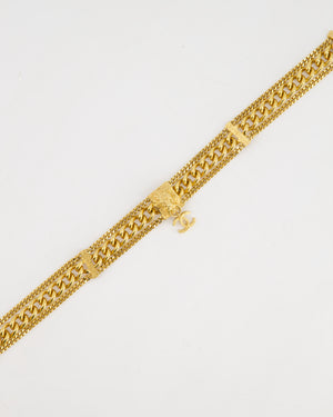 Chanel Gold Chain Choker Necklace with Lion CC Detail