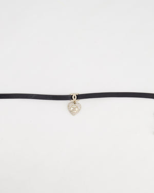 *SUPER HOT* Chanel Black Leather Choker Necklace with Crystal Pearl CC Pendant