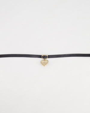 *SUPER HOT* Chanel Black Leather Choker Necklace with Crystal Pearl CC Pendant