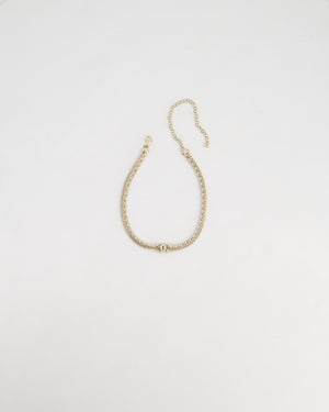 *HOT* Chanel Chain Choker Necklace in Champagne Gold with Crystal CC Logo