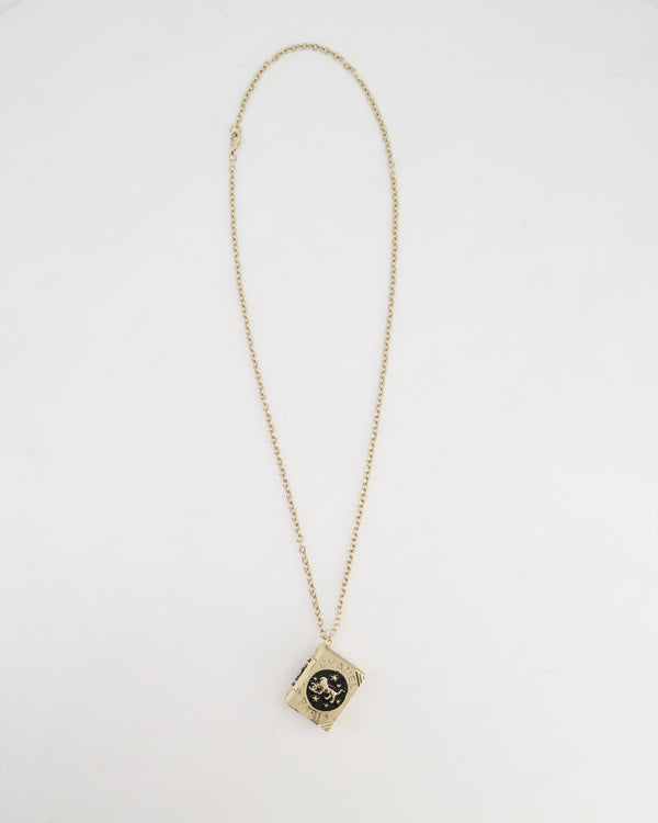 Chanel Champagne Gold, Star Lion and CC Logo Book Pendant Necklace