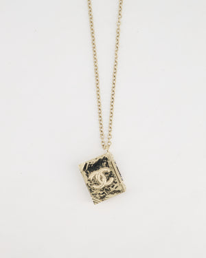 Chanel Champagne Gold, Star Lion and CC Logo Book Pendant Necklace