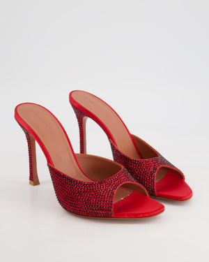 Amina Muaddi Red Embellished Caroline Mules Size EU 40.5 RRP £695