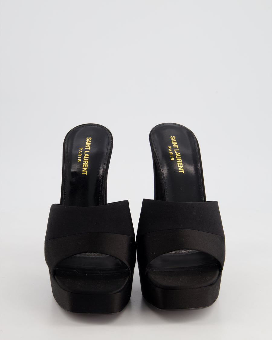 Saint Laurent Black Satin High Platform Mule Size EU 41