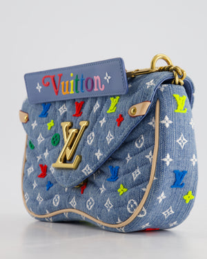 *DENIM RE-EDITION* Louis Vuitton Blue Denim New Wave Bag in Fabric & Vacchetta Leather with Gold Hardware RRP £3490