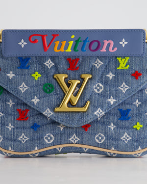 *DENIM RE-EDITION* Louis Vuitton Blue Denim New Wave Bag in Fabric & Vacchetta Leather with Gold Hardware RRP £3490