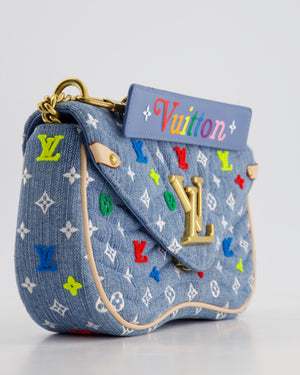 *DENIM RE-EDITION* Louis Vuitton Blue Denim New Wave Bag in Fabric & Vacchetta Leather with Gold Hardware RRP £3490