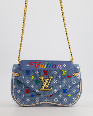 *DENIM RE-EDITION* Louis Vuitton Blue Denim New Wave Bag in Fabric & Vacchetta Leather with Gold Hardware RRP £3490