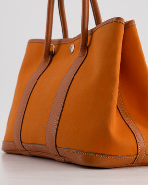 Hermès Garden Party 30cm Bag in Potiron Orange Canvas and Terre Battue Negonda Leather with Palladium Hardware