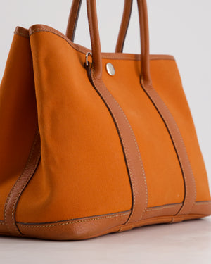 Hermès Garden Party 30cm Bag in Potiron Orange Canvas and Terre Battue Negonda Leather with Palladium Hardware